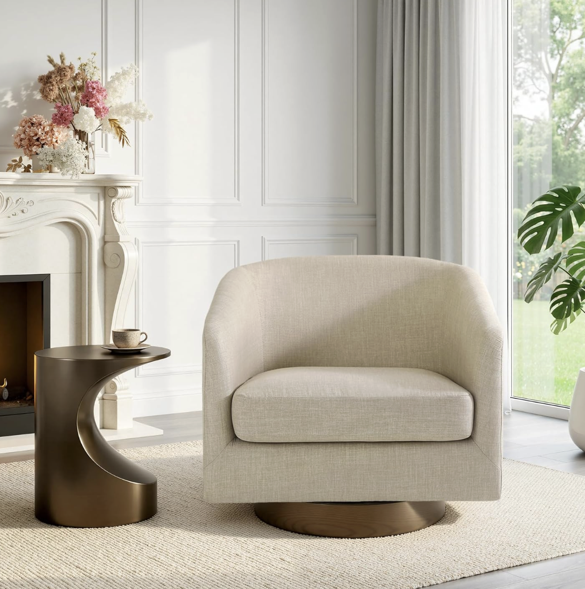 Ivory Swivel Accent Chair