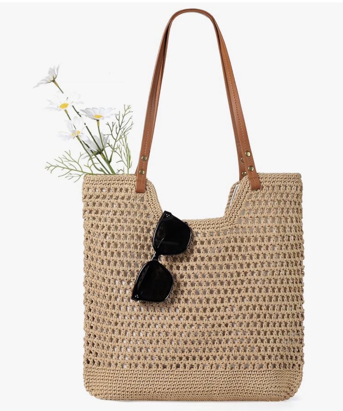 Oversized soft taupe pebbled leather tote bag