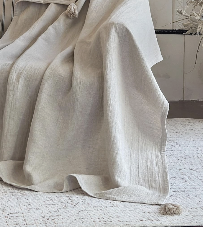 Gauzy Linen Throw Blanket