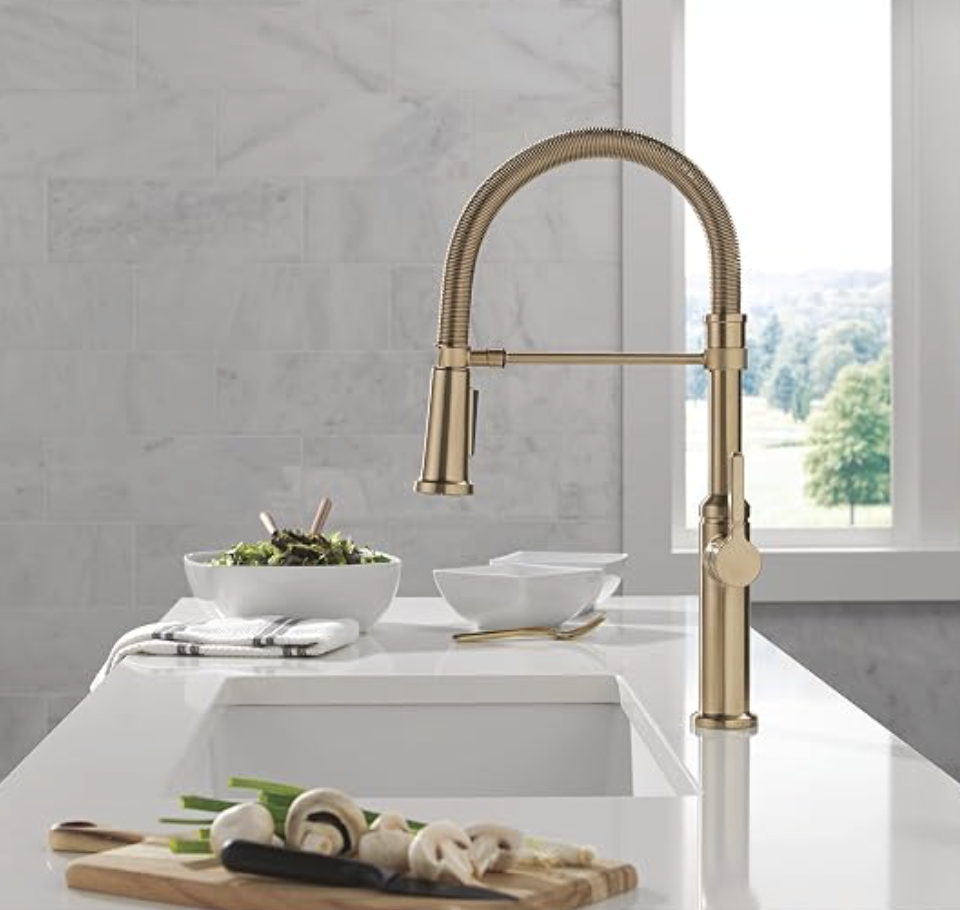 Warm Brass Bridge Faucet
