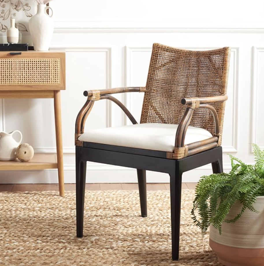 Black Woven Rattan Dining Chair