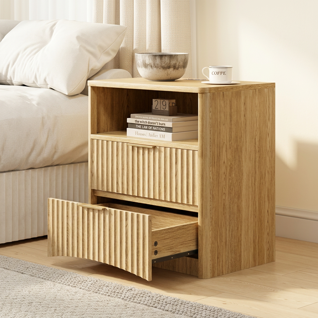 Warm Oak Bedside Table