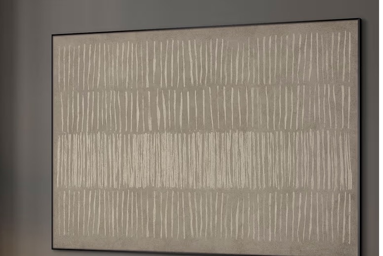 Oversized textured wall art in warm neutral tones
